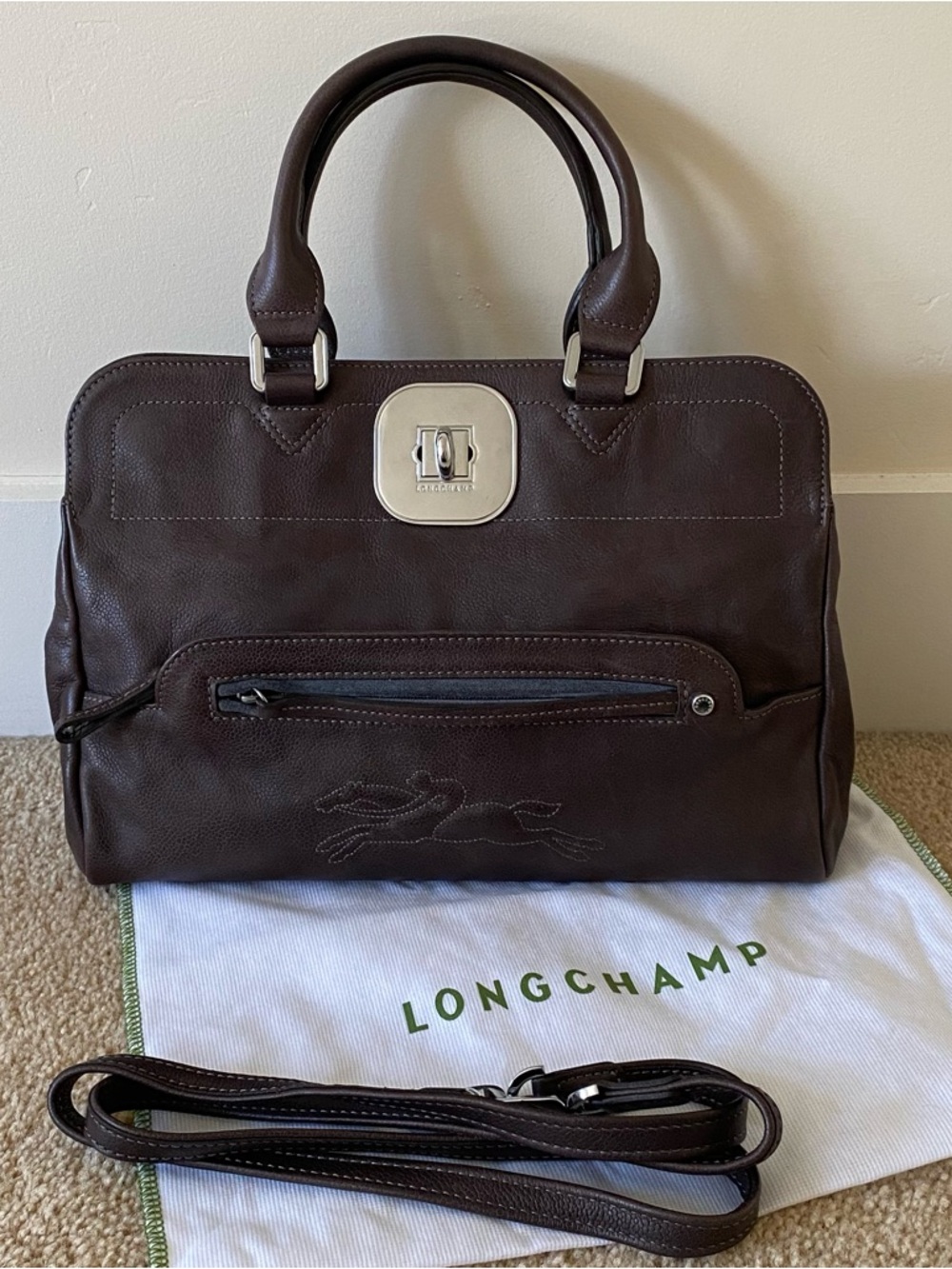 Longchamp gatsby dark brown bag